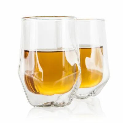 Handblown Whiskey Tasting Glasses - Double Wall - Whisky Drinking Glass Set Of 2 • $22.95