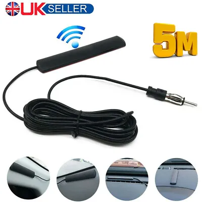 5M Car Radio Antenna AM FM Stereo Internal Mount Windscreen Amplified Aerial UK • £4.69