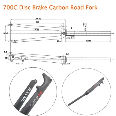 700C Carbon Road Bicycle Fork 1-1/8“ Disc Brake Bike Forks 3K Matte/Gloss RXL SL • £58.79