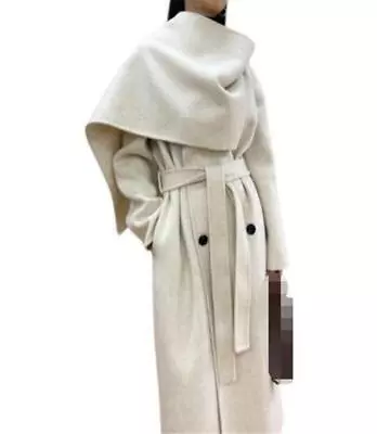 Windbreaker Lady Wool Cashmere Warm Casual Outwear Parka Scarf Collar Overcoat  • $125.01