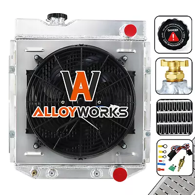 4 Row Aluminum Radiator Shroud Fan For 1964-1966 Ford Mustang Falcon V8 289 302 • $199