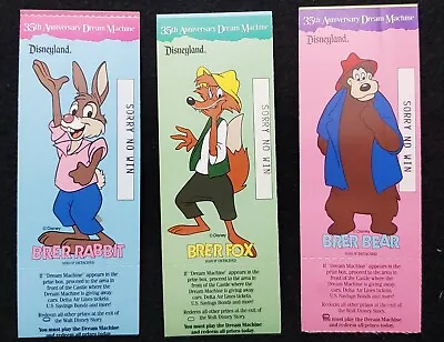 $18.99 • Buy 1990 Disneyland Splash Mountain Brer Bear, Rabbit & Fox Dream Machine Ticket Set