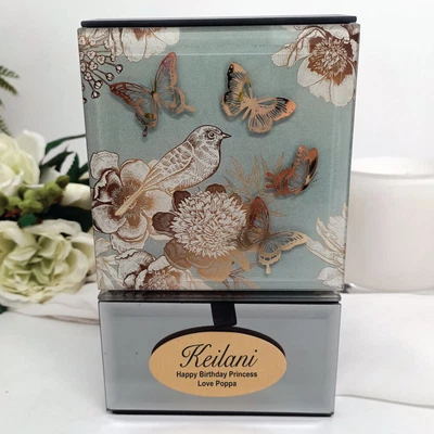 $45 • Buy Birthday Vintage Gold Glass Trinket Box - Made To Order Custom Gift