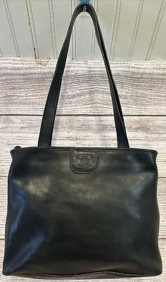 Vtg GHURKA MARLEY HODGSON No.163 CASWELL Black Leather Shoulder Purse Tote Bag • $139.99