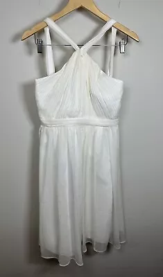 J. Crew Sinclair Dress In Ivory  Size 2 100% Silk Chiffon Halter NWT • $32