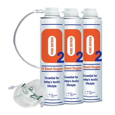 £37.99 • Buy 3x 10L Oxygen In A Can & Mask Pure Canned Portable Canister 99.5% Sports Therapy