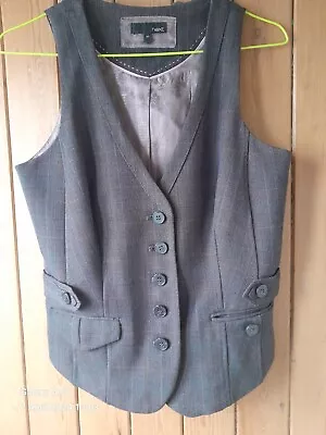 Next Waistcoat Size 8 Grey Check With A Hint Of Brown  Boho Country Hippy • £10