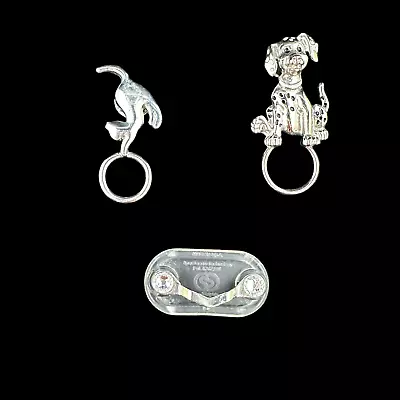 Silver Plated Dog Cat & Crystal Eyeglass Magnetic Holders (A97) • $25