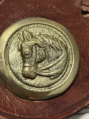 The Metal Arts Group Belt Saddle Horse Head Buckle English Leather  Handmade Vtg • $75