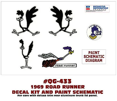 $59.95 • Buy XP QG-433 1968 PLYMOUTH ROAD RUNNER - MULTI DECAL SET & PAINT SCHEMATIC - 6 Pcs