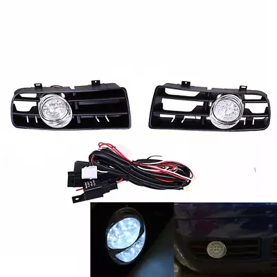 Front Bumper Grill LED Fog Light Lamp Grille For VW Golf MK4 97-03 99 00 01 Car • $44.64