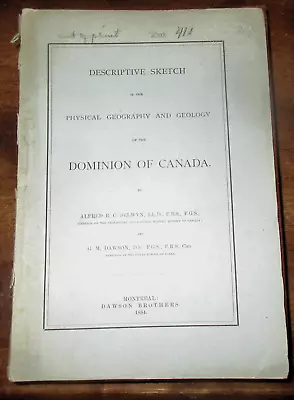 Geology 1884 Geological Survey Canada Geologic Map Of Canada Description Selwyn • $23.99