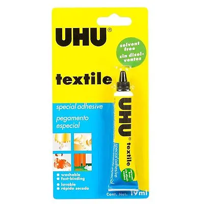 UHU Textile Fabric Material Cloth Bonding Hemming Repairing Glue Adhesive 19ml • £4.50