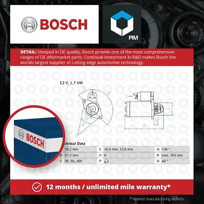 Starter Motor Fits BMW 535 E34 3.4 87 To 93 Bosch 12411713898 12411720635 • $234.72