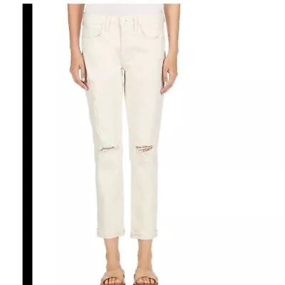 J Brand Caitlin Off White Distressed Boyfriend Jeans 28 • $41