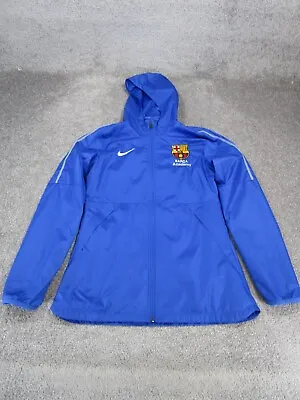 Nike Fc Barcelona Jacket Mens Small Blue Hooded Windbreaker • $24.99