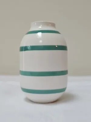 Kahler Omaggio Small Vase Turquoise White Stripe Danish Design 3 Inch Kähler • $20