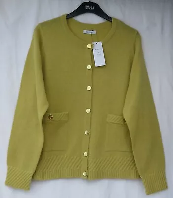 M&S Classic Cardigan With Lambswool UK 16 Lime Wool Cardigan • £16.99