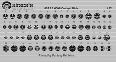 Airscale 1/32 Wwii Usaaf Instrument Dials (decal) | 3207 • $13.99
