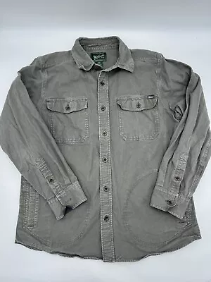 Vintage Woolrich Mackinaw Shirt Jacket Caped Cruiser Green Whipcord Men's L 70s • $80