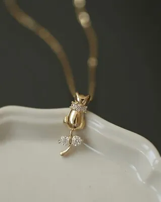 9ct Solid Gold Pussy Cat Charm Pendant- 9K Au375 Gift Customise Bow • £80