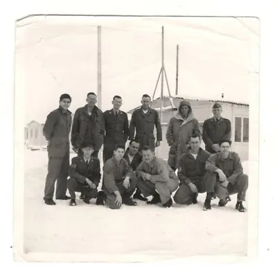 Vintage Photo Large Group U.S. Soldiers Hahn Air Base Germany Winter 50's DST16 • $5