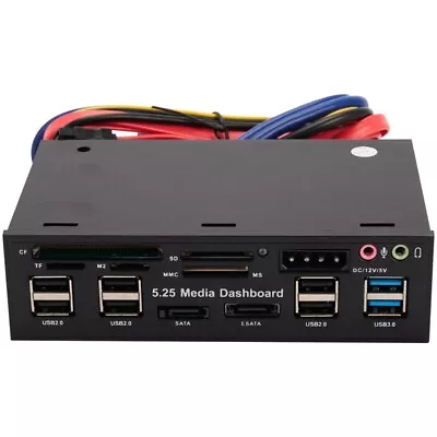 5.25 Inch Usb 3.0 Front Panel Pc Usb 3.0/2.0 Hub E-Sata Sata Audio Multi9363 • $26.49