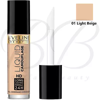 EVELINE Liquid Camouflage Waterproof Full Coverage Concealer - 01 Light Beige • £4.98