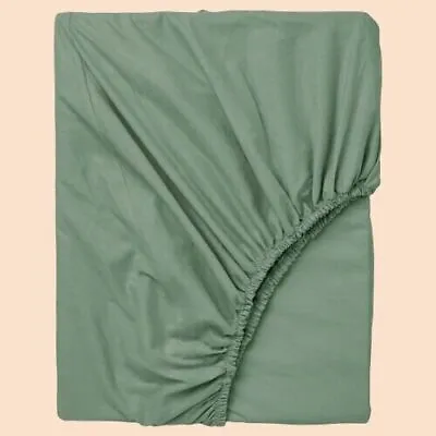 Ikea Dvala Bed Fitted Sheet Grey Green 80x200cm Cotton Softer Cosier • £15.99