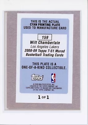 2008-09 Topps T51 Mini Press Plates Cyan #159 Wilt Chamberlain 1/1 • $40