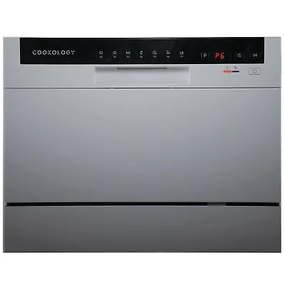 Cookology CTTD6SL Silver Table Top Dishwasher 6 Place Settings Mini Countertop • £199.99
