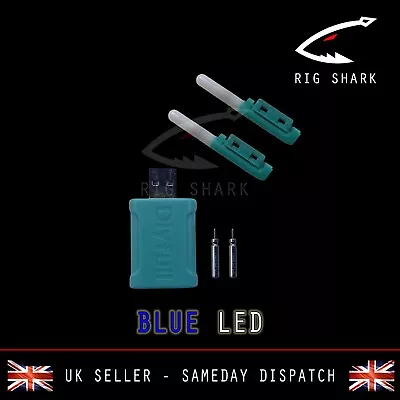 Rig Shark™ SMART BLUE LED Night Sea Fishing Rod Tip Light + USB Charger Combo • £21.99