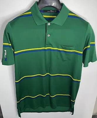 Rlx Golf Ralph Lauren Jade Green Stripe Golf Polo Shirt Bnwt Size Medium New • £39.99