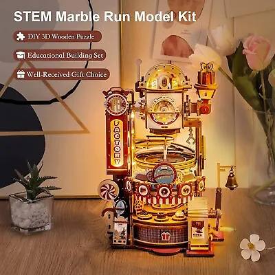 ROKR Chocolate Factory Marble Run 3D Puzzle Mechanical Wooden Model Kids Gifts • £56.99