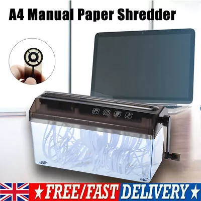 A4 Paper Mini Hand Cut Cross Shredding Box Desktop Home Office Shredder Machine • £16.57