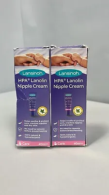 2 X Lansinoh HPA Lanolin Nipple Cream - 40ml Soothe & Protect Sore Cracked Nipp • £17.99