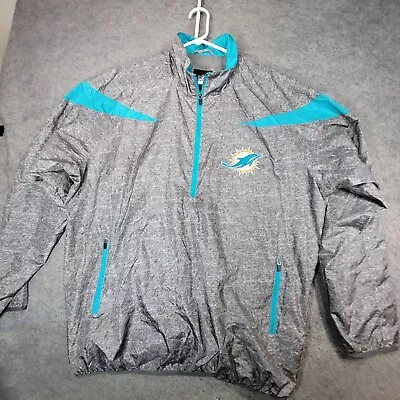 Miami Dolphins Jacket Mens 3XL Gray Blue Windbreaker GIII 1/4 Zip NFL • $24.99