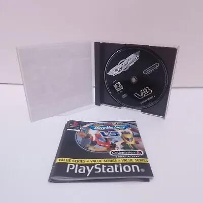 PS1 - Micro Machines V3 Platinum Game With Manual (Cracked Case - See Pictures) • £9