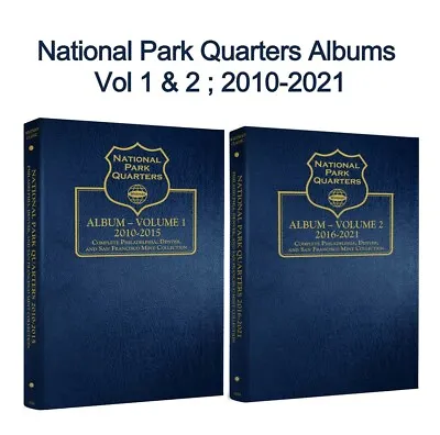 2 National Parks Quarters PDS Vol.1&2  2010-2021 Whitman Coin Albums 3058 & 3059 • $71.90