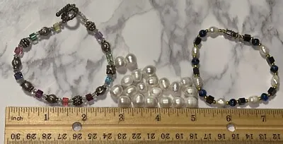 Vintage Crafting Loose Pearl Beads Glass Bead Bracelets Lot YL-56 • $5.50