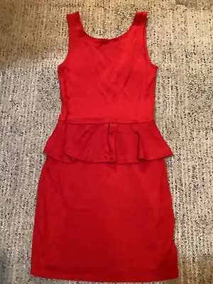 Women's Zara Red Viscose/PolPolyamide/Elastane Tank Peplum Dress Size S • $9.99