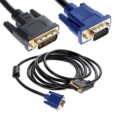 2M DVI To VGA Cable Dual Link DVI-I To VGA D-Sub Video Adapter Cable Lead • £4.44