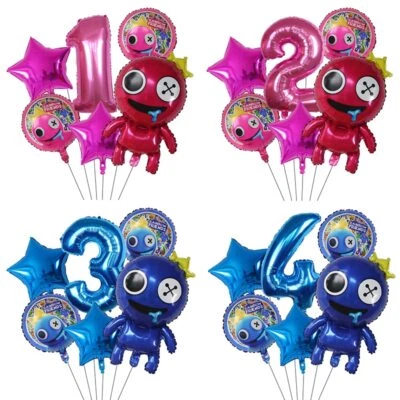 6pcs Rainbow Friends Party Foil Balloon Set 32  Number Kids Birthday Decorations • £9.99