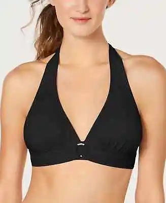 Michael Michael Kors Womens Logo-Ring Halter Bikini Top Black X-Small • $39