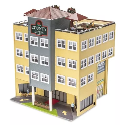 Menards O Gauge O Scale Lighted Hotel Building Rooftop W Figures Train Accessory • $166.45