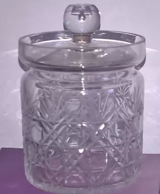 Cut Glass Jam Pot/preserve Jar With Provision For Spoon In Lid • £8.25