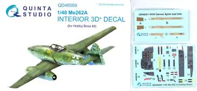 Quinta Studios 1/48 MESSERSCHMITT Me-262A DECAL COLORED INTERIOR SET Hobby Boss • $13.99