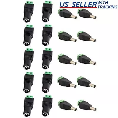 10 Pairs 20pcs Male & Female 5.5mm X 2.1mm DC Power Connector Jack Plug 12V 24V • $8.99