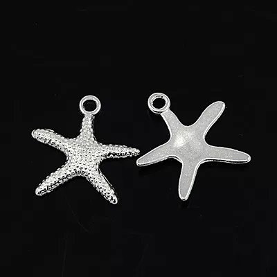 10 Starfish Charms Pendants Silver Nautical Ocean Charms 20mm • $3.74