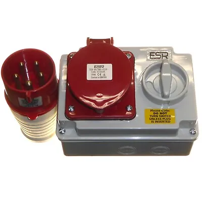 32A Interlocked Switched Socket And 32 Amp Plug 5 Pin 380 - 415v 3P+N+E IP44  • £34.55